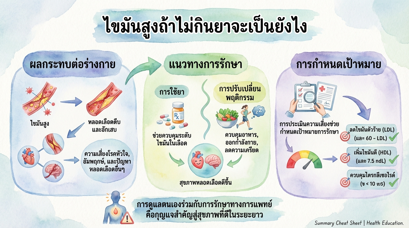 ไขมันสูงถ้าไม่กินยาจะเป็นยังไง: ผลกระทบและทางเลือกในการรักษา