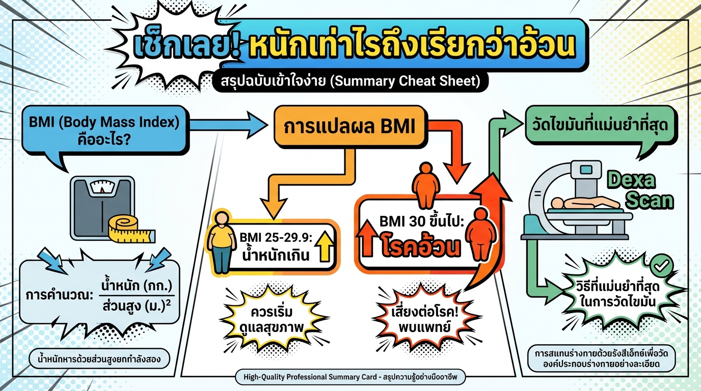 เช็กเลย! หนักเท่าไรถึงเรียกว่าอ้วน พร้อมวิธีวัดไขมันในร่างกาย