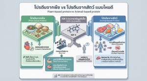 โปรตีนจากพืช vs โปรตีนจากสัตว์: เลือกแบบไหนดีต่อสุขภาพ?