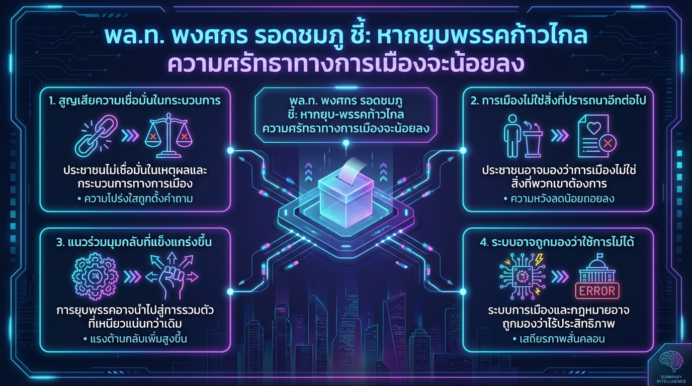 พล.ท. พงศกร ชี้ ยุบก้าวไกลกระทบศรัทธาการเมือง