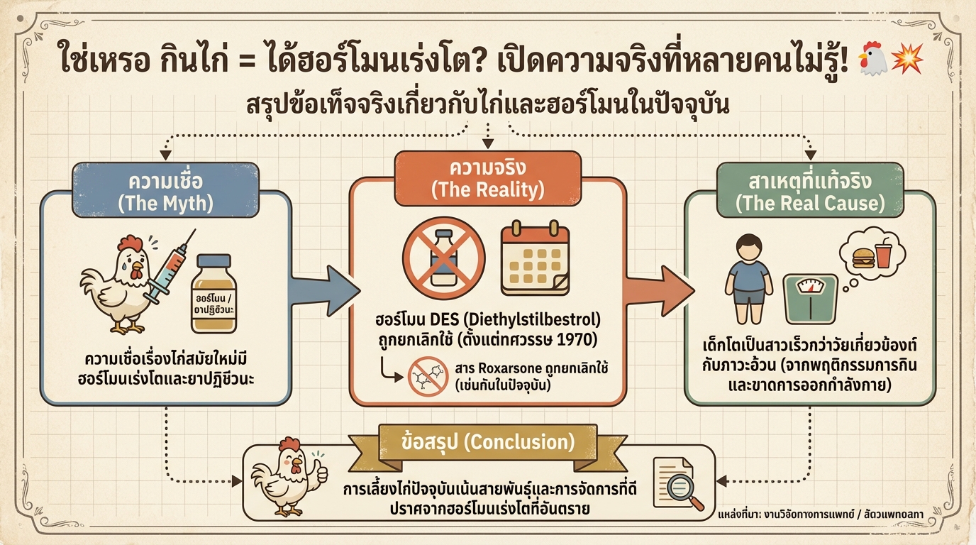 กินไก่ = ฮอร์โมนเร่งโต? เปิดความจริงที่คุณอาจไม่รู้!