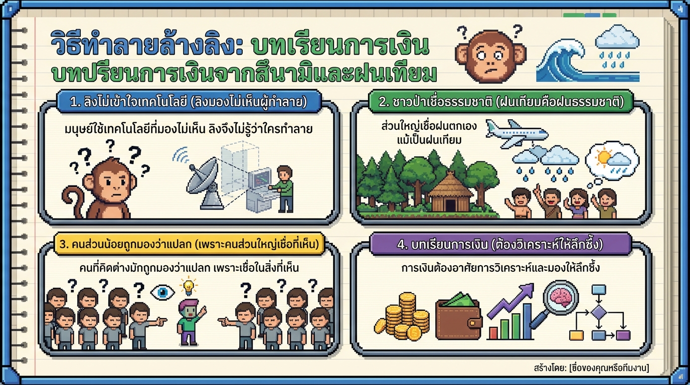 วิธีทำลายล้างลิง: บทเรียนการเงินจากสึนามิและฝนเทียม #การเงิน #การลงทุน