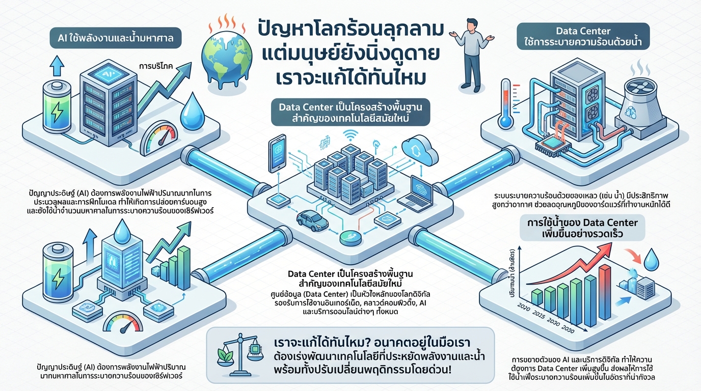 ปัญหาโลกร้อนลุกลาม: AI, Data Center, วิกฤตพลาสติก และอนาคตพลังงาน