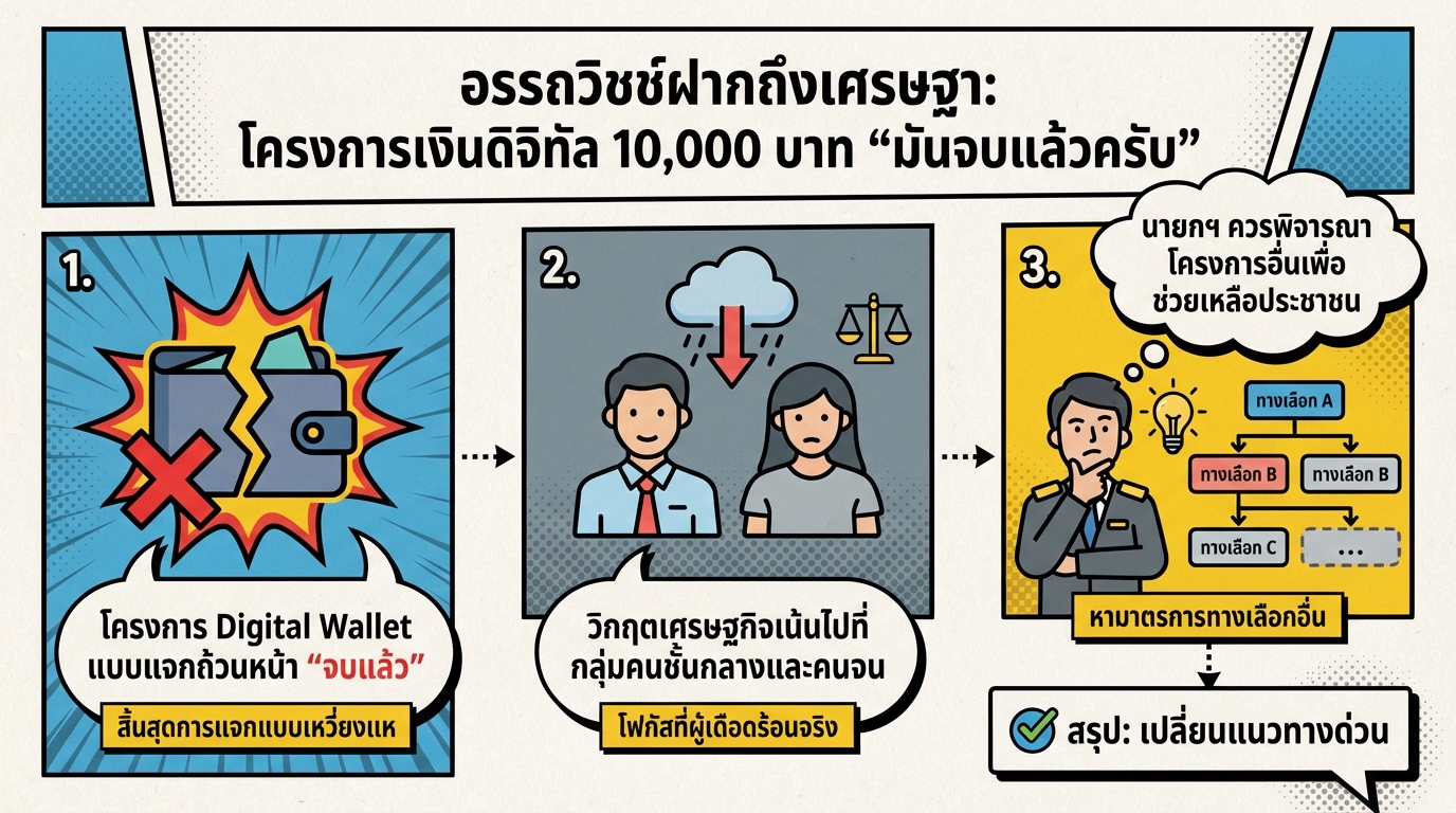 อรรถวิชช์ชี้ “เงินดิจิทัล 10,000 บาท” จบแล้ว แนะทางออกใหม่