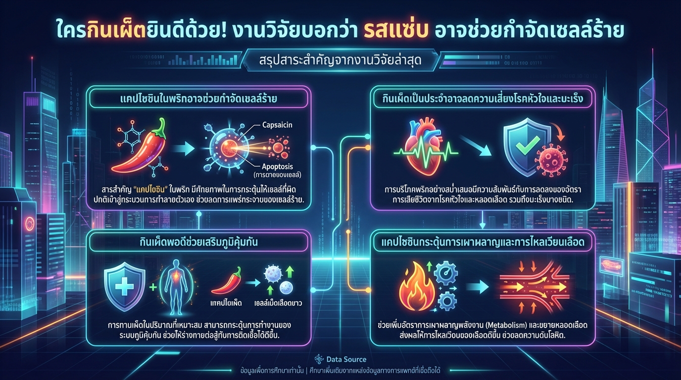 ใครกินเผ็ดยินดีด้วย! รสแซ่บอาจช่วยกำจัดเซลล์ร้าย