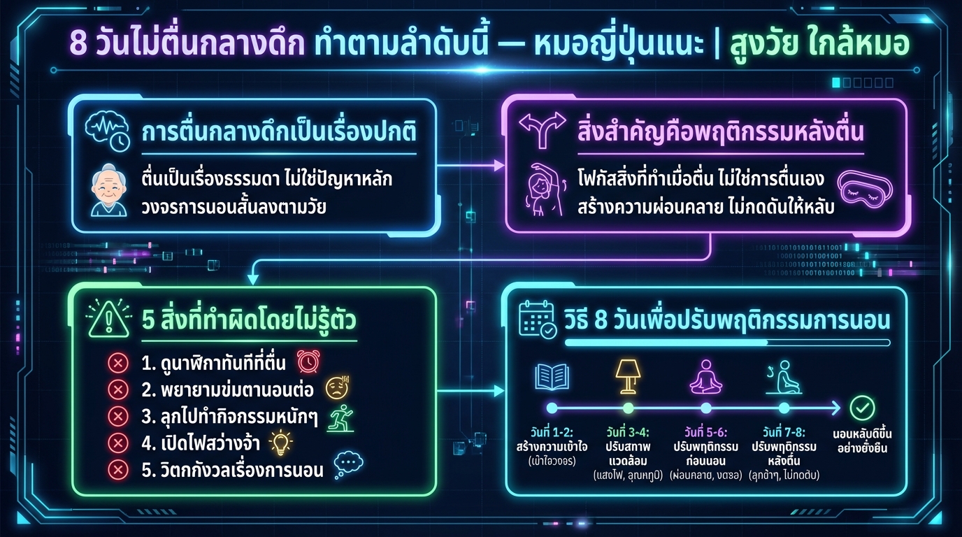 8 วันไม่ตื่นกลางดึก: หมอญี่ปุ่นแนะวิธีแก้ปัญหา | สูงวัย ใกล้หมอ