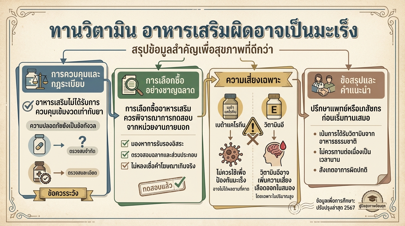 ทานวิตามิน อาหารเสริมผิดอาจเป็นมะเร็ง: ข้อควรรู้ก่อนใช้
