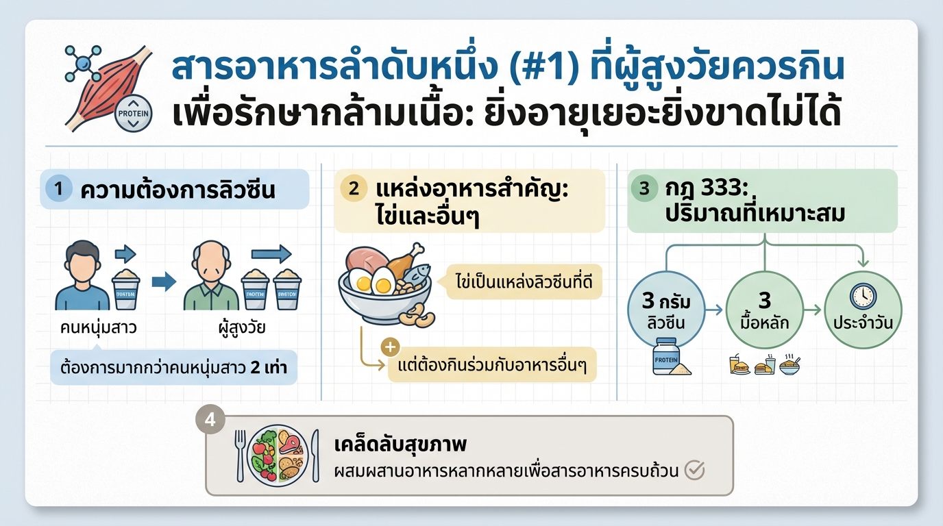 สารอาหารสำคัญสำหรับผู้สูงวัย: สร้างกล้ามเนื้อให้แข็งแรง