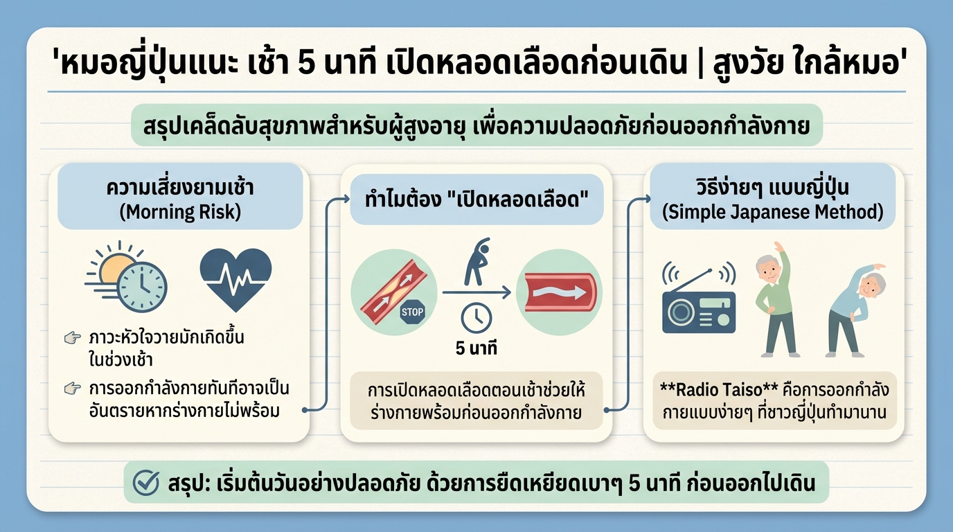 หมอญี่ปุ่นแนะ: เช้า 5 นาที เปิดหลอดเลือดก่อนเดิน เพื่อสุขภาพดี | ใกล้หมอ