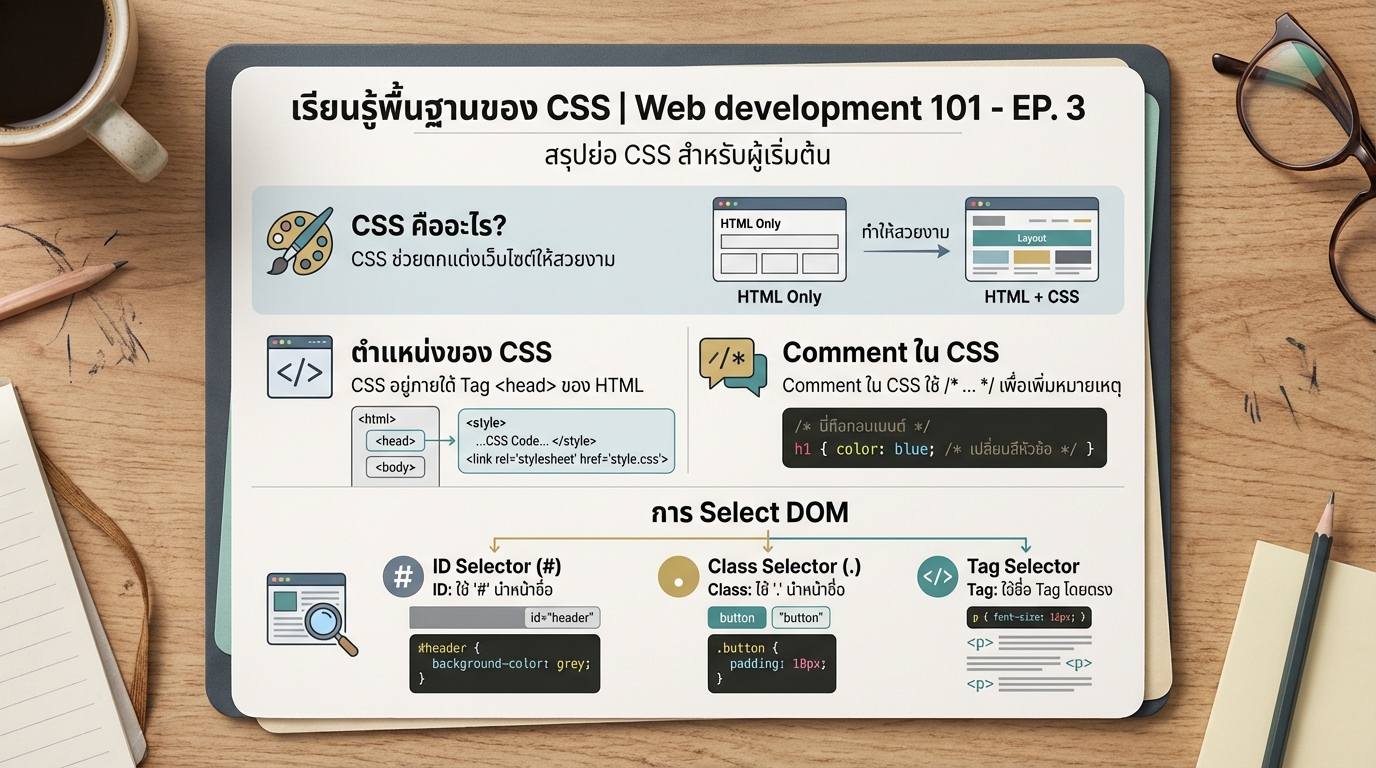 เรียนรู้พื้นฐาน CSS: ตกแต่งเว็บไซต์ให้สวยงาม | Web development 101