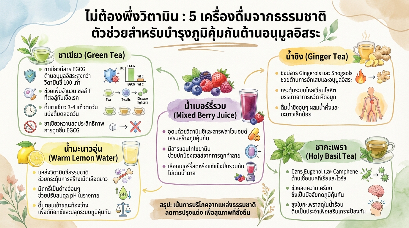 ไม่ต้องพึ่งวิตามิน: 5 เครื่องดื่มจากธรรมชาติ บำรุงภูมิคุ้มกัน