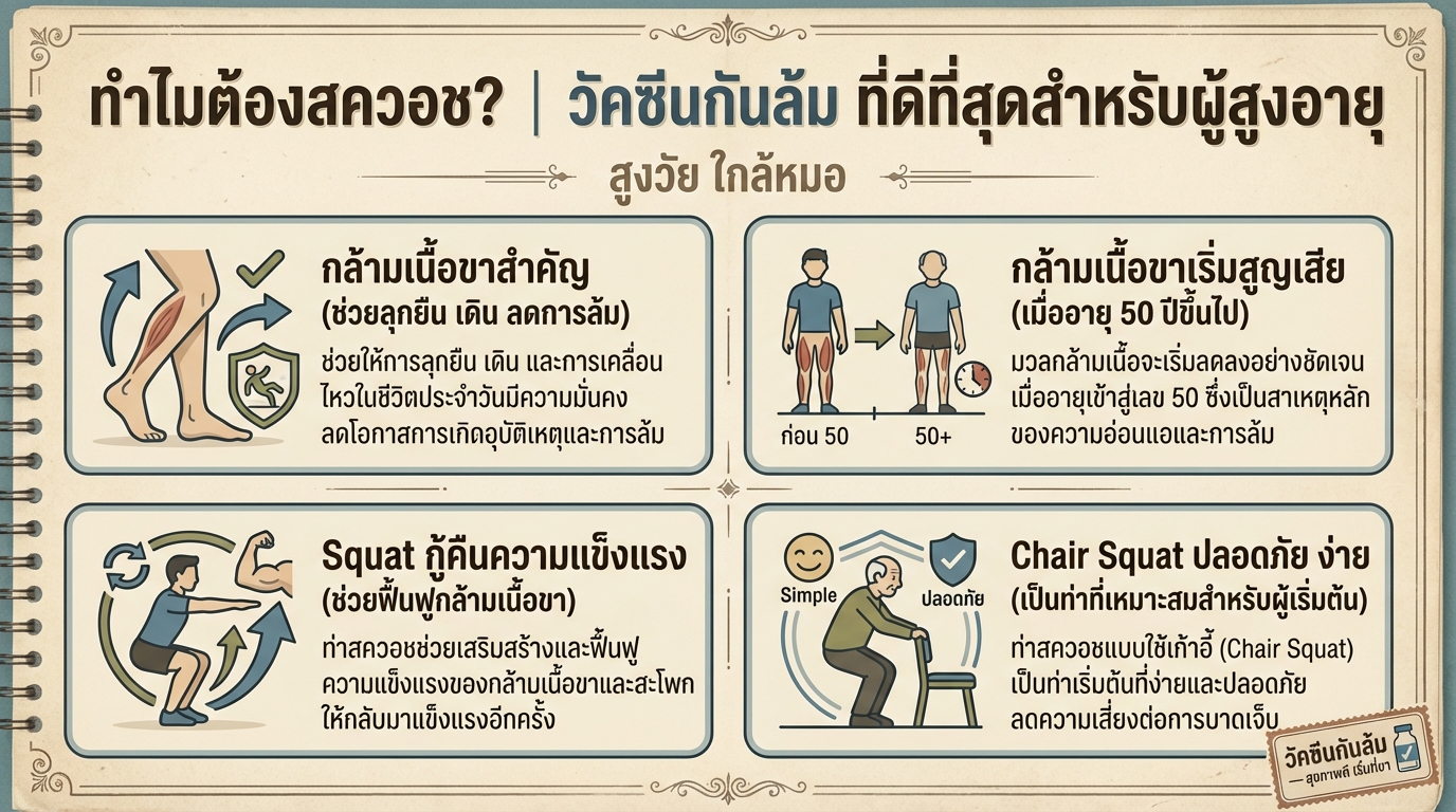 ทำไมต้องสควอช? วัคซีนกันล้มที่ดีที่สุดสำหรับผู้สูงอายุ | สูงวัย ใกล้หมอ