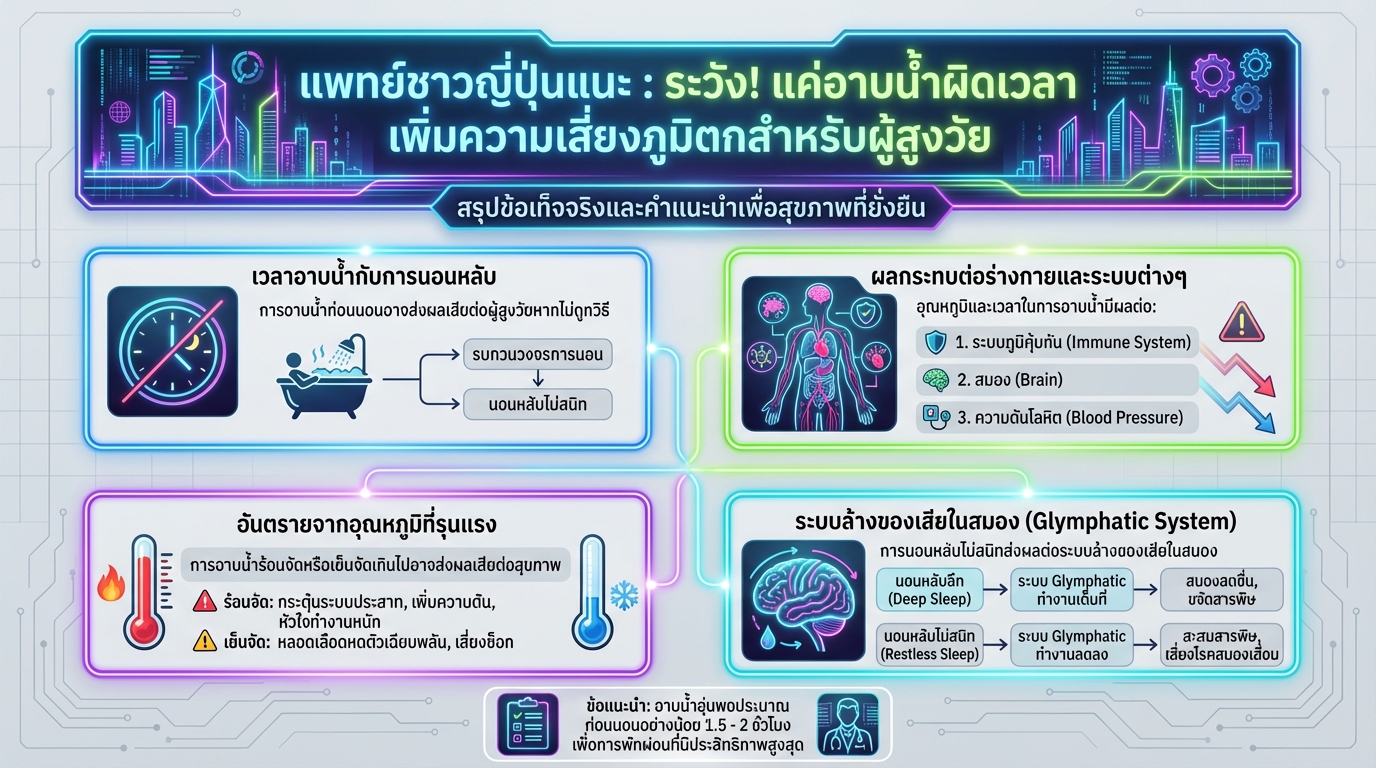 แพทย์ชาวญี่ปุ่นแนะ: อาบน้ำผิดเวลาในผู้สูงวัย เสี่ยงภูมิคุ้มกันตก