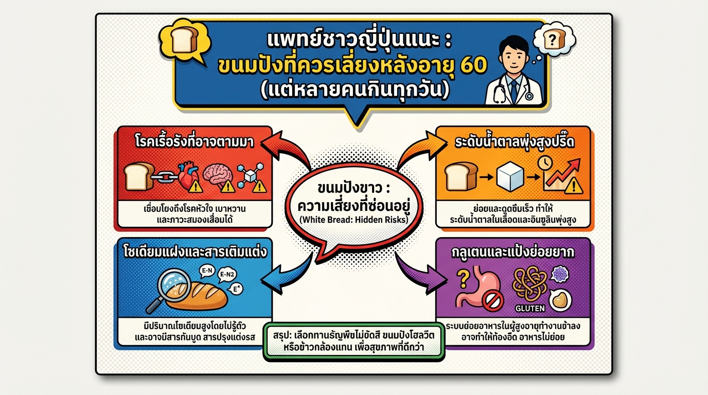 แพทย์ชาวญี่ปุ่นแนะ: ขนมปังที่ควรเลี่ยงหลัง 60 (แต่หลายคนกินทุกวัน)