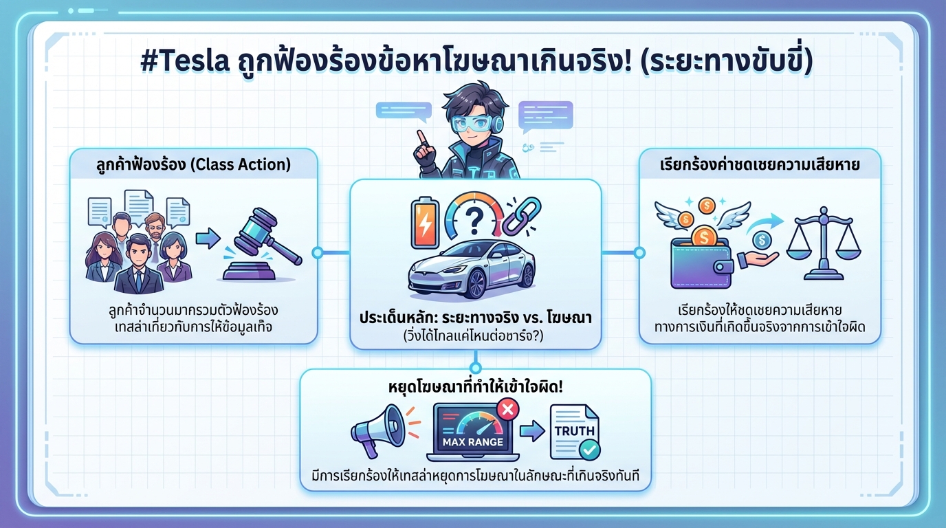 Tesla ถูกฟ้องร้อง: โฆษณาเกินจริงเรื่องระยะทางวิ่งได้จริง