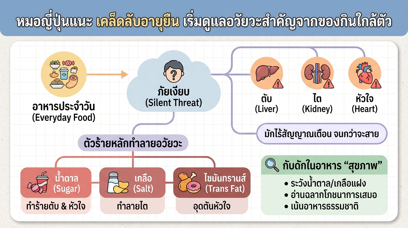 หมอญี่ปุ่นแนะ เคล็ดลับอายุยืน: ดูแลตับ ไต หัวใจ ด้วยอาหารใกล้ตัว