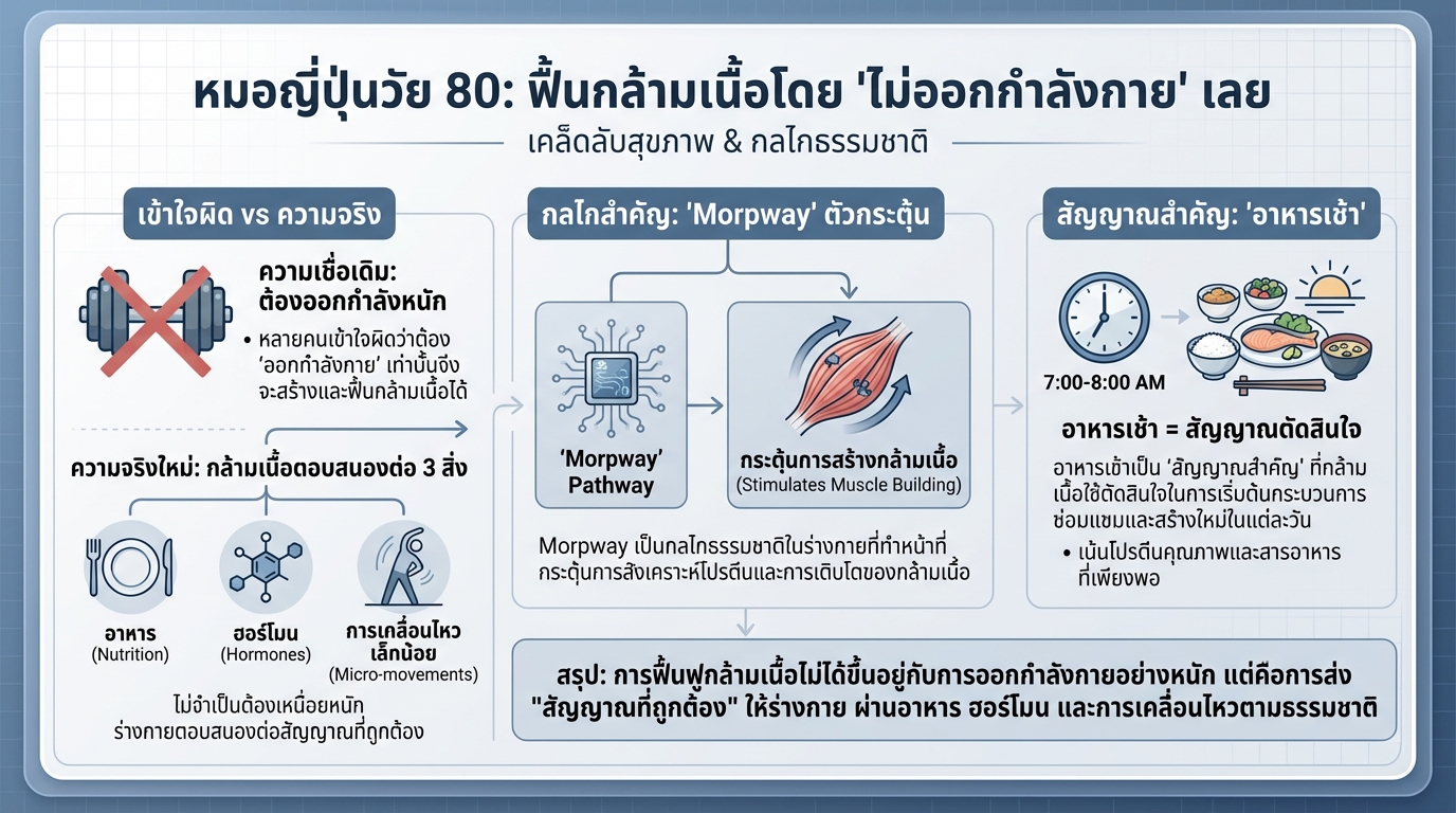 หมอญี่ปุ่นอายุ 80 เผยเคล็ดลับฟื้นกล้ามเนื้อ ไม่ต้องออกกำลังกาย
