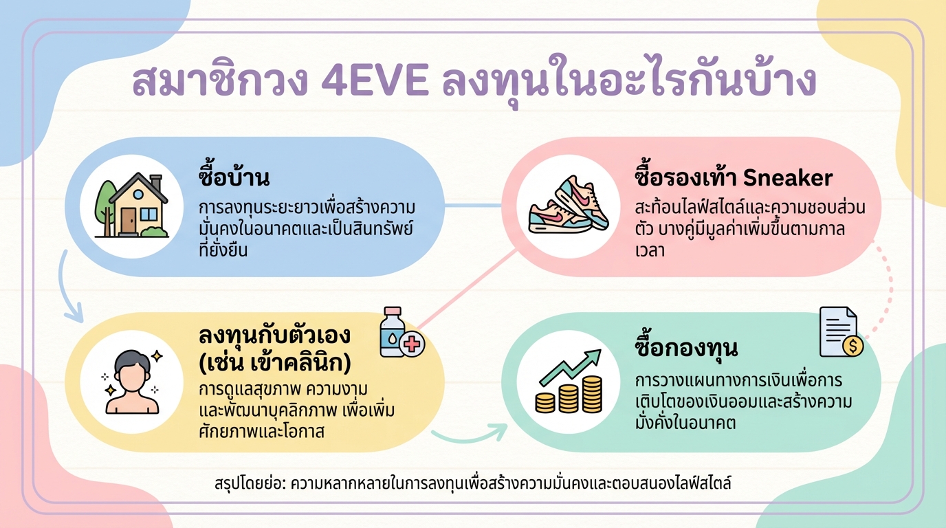 สมาชิกวง 4EVE ลงทุนอะไร? เปิดพอร์ตลงทุนฉบับไอดอล | THE STANDARD WEALTH