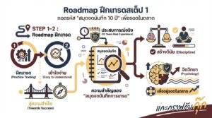 อินโฟกราฟิกสรุปเรื่อง Roadmap ฝึกเทรดสเต็ป 1 ไป 2 เผยความลับ "สมุดจดบันทึก 10 ปี" ที่ทำให้รอดในตลาด