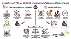 อินโฟกราฟิกสรุปเรื่อง เทรด TFEX กับ Xauusd ต่างกันอย่างไร | แกะกราฟกับกุ๊ก