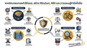 อินโฟกราฟิกสรุปเรื่อง เทคนิคการเทรดทองคำ Mindset, MM และการวางแผนให้รอดในตลาดหุ้นไทย| แกะกราฟกับกุ๊ก