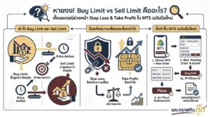 อินโฟกราฟิกสรุปเรื่อง Buy Limit vs Sell Limit คืออะไร? | สอนวิธีตั้งออเดอร์ล่วงหน้า พร้อม Stop Loss & Take Profit ใน MT5