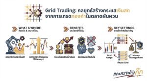อินโฟกราฟิกสรุปเรื่อง Grid Trading สร้างกระแสเงินสดจากการเทรดทองคำ กลยุทธ์ทำกำไรเมื่อราคาแกว่ง