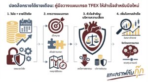 อินโฟกราฟิกสรุปเรื่อง สร้างรายได้รายเดือนจากการเทรด TFEX วางแผนอย่างไรให้สำเร็จ | แกะกราฟกับกุ๊ก